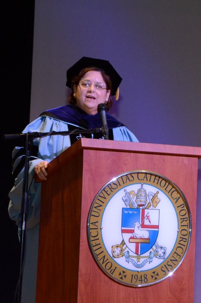 La Jueza Presidenta se presentó en la Pontificia Universidad Católica de Puerto Rico con motivo de la celebración de la Lección Magistral de la Escuela de Derecho. 