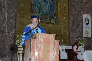 Previo a la celebración eucarística, el presidente de la PUCPR, Dr. Jorge Iván Vélez Arocho ofreció su discurso.